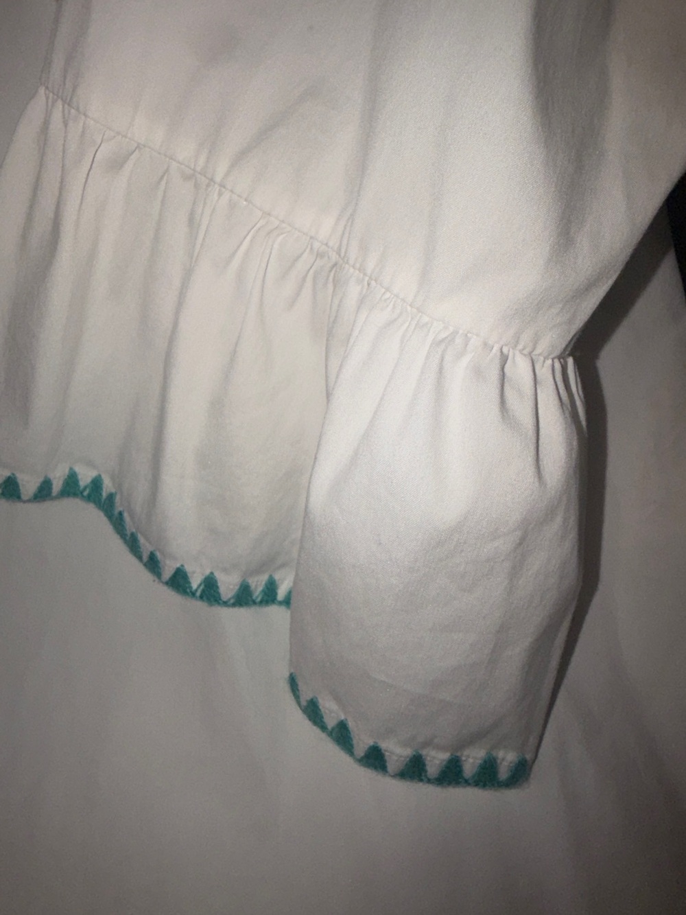 White Tunic Top with Teal Trim - Picture 3 of 6